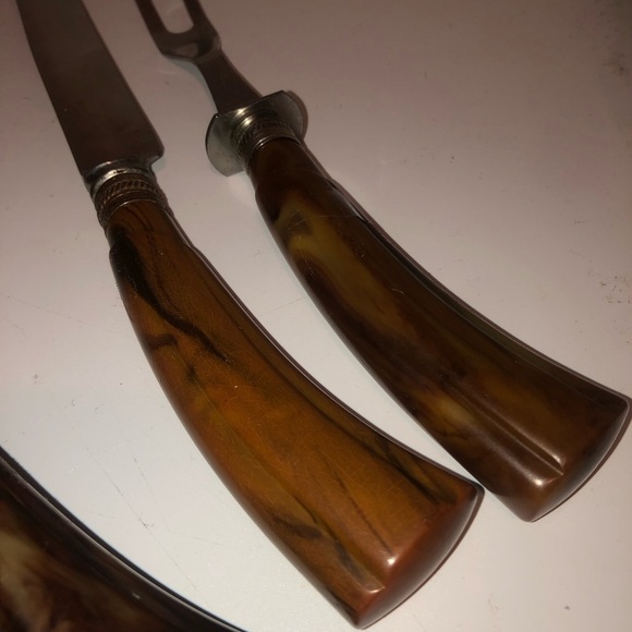 Vintage stainless steel Washington forge Carving Set with Brown Handles - Picture 6 of 7